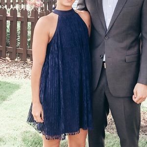 Francesca’s Navy High Neck Lace Dress